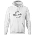 White Heart Foundation unisex hoodie featuring Saving Hearts design in black print