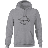 Light grey marle Heart Foundation unisex hoodie featuring Saving Hearts design in black print
