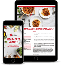 Meat-Free Recipes eBook image showing  Eggplant & Mushroom Bolognese | Heart Foundation